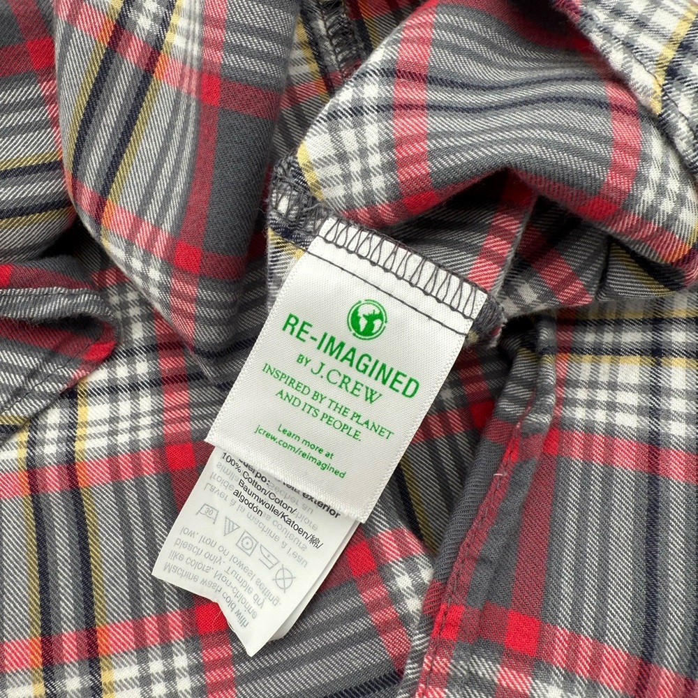 J Crew Women's Plaid Flannel Button Down Shirt Small S Holiday Rodeo Top Relaxed - Picture 4 of 5